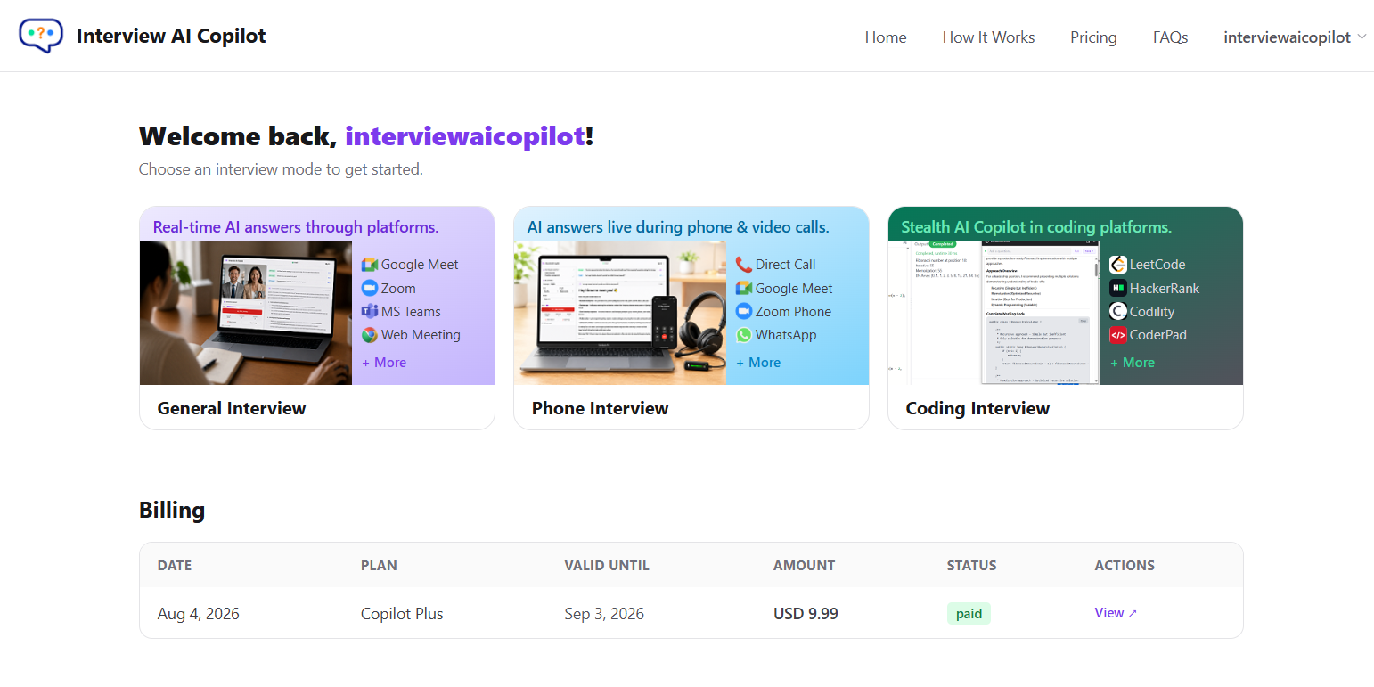 Step 1 — Choose an interview type